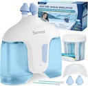 Sonmol Sistema de Irrigação nasal elétrica (irrigação nasal, azul), limpador de nariz para adulto sinusal, limpador nasal auto-limpante com 50 pacotes salina
