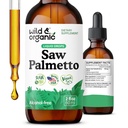 Wild & Organic Saw Palmetto Extract Drops - Apoio urinário - Saw Palmetto para homens e mulheres - Liquid Serenoa Repens Berries Suplemento - Vegan, Açúcar & Alcohol-Free - 2 fl oz