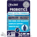Probiótico de força extra para Saúde Digestiva e Apoio Imune, 60 bilhões de UFC & 15 Strains, Gut Saúde Probióticos para homens e mulheres suporta constipação ocasional, Diarréia, Gás e Bloating, 30CT