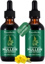 2 Pcs líquido orgânico Mullein Extrair Suplemento para a saúde dos pulmões - Vegan, Sem aditivosLimpeza brônquica para apoio à saúde - 2 fl oz Mullein gotas