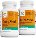Terry Naturalmente CuraMed 375mg - Suplemento antioxidante para apoio à saúde do cérebro e imune - Suplemento dietético com Curcumina e Óleo Essencial Turmérica - Suporte ao fígado de ervas - 60 Softgels (Pack of 2)