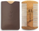 Striking Viking Sdalwood Barba Comb & Case - Pocket-Sized Grooming Ferramenta com dentes finos e coarse, perfeito para uso com bálsamos e óleos