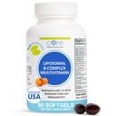 Core Med Science Liposomal Multivitamínico Metilado B-Complexo, 90 Softgels - Não-GMO Ativo Super B Suplemento Complexo Vitamina para Saúde do Coração - VIT Metil B Complexo Imune Suplemento de Suporte