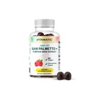 Vitamatic Sugar-Free Saw Palmetto com semente de abóbora – 3000 mg Equivalente por serviço – sabor de framboesa natural – 60 chicletes