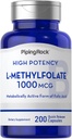 Piping Rock L Suplemento de metilfolato de 1000 mcg 200 Cápsulas