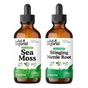 Selvagem e orgânico mar Moss Tintura 4 fl oz & Sting Nettle Root Tintura 4 fl oz