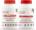 Vida completa Colágeno Hidrolisado e Cápsulas Echinacea - Suplementos dietéticos - Comprimidos de Colágeno Bovinos para Mulheres e Homens - Echinacea Purpurea Extract, Gluten-Free - 90 Cápsulas Veggie Cada