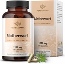 HERBAMAMA Motherwort Cápsulas – Suplementos naturais de menopausa* para as mulheres – 1.200mg Motherwort Herb pó por servir para o humor feminino & calma apoio – Vegan, Não-GMO – 50-dia de fornecimento