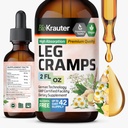 BIO KRAUTER Perna Cãibras Tintura com quinino - Ginger & Camomila Extratos líquidos para Cãibras Pernas - Álcool natural & fórmula livre de açúcar - Vegan Drops 2 Fl.Oz.