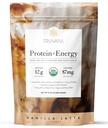 Truvani Protein + Energy Drink Misture com 87mg Cafeína Ou Vanilla Latte 12g Orgânica Planta Based Protein 20 Servings USDA Organic Coffee Powder & Adaptogens