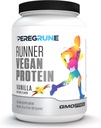 Proteína Corredora (Vanilla) – Pó de Proteína Baseada em Plantas para Bebidas e Agitações – 21g de Proteína com 9 Aminoácidos Essenciais - Exercício Pós-Running – GMP Certified Running Supplement - 30 Servings