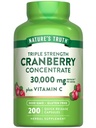 Pílulas de concentrado de cranberry da verdade da natureza , além de vitamina C , 30.000mg , 200 Cápsulas de liberação rápida , sem OGM e sem glúten