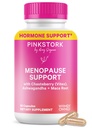 Pink Stork Menopause Support for Women - Hot Flash, Mood, Sleep, Peso, Cortisol & Hormonal Balance - Vegan, Estrogênio-Free Perimenopause Alief - Ashwagandha, Maca - 60 Cápsulas