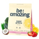 BE AMAZING Super Verdes Pó com Prebióticos, Enzimas Digestivas & Antioxidantes, 35 Frutas & Vegetais, Eletrolitos & Fibra, Vegan, Suco sem glúten & Mix Smoothie, Limonada rosa, 25 Servings