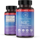 Suplemento NAC N-Acetil Cysteine 1000 mg, Ácido Amino, Antioxidante Natural, Suporte para Fígado, Pulmões, Sistema Imune, Fertilidade