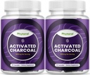 Comprimidos de carvão vegetal ativados Detox & Cleanse - Cápsulas de coco purificadoras com 1200 mg por serviço para alívio de inchaço - Suplemento de desintoxicação ativa para saúde corporal e gut - 90 Conde - 2 Pack
