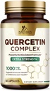Quercetin Supplement 1000mg - Suporte Natural, Baseado em Plantas para Alterações Imunes, Celulares, Respiratórias e Sazonais - Força Extra Quercetina Dihidratado de Sophora Japonica - 60 Cápsulas Veggie
