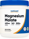 Pó de malato de magnésio de nutricosto (300g) - 420mg de magnésio por serviço - Não-GMO, sem glúten