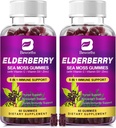 (2 Embalagens Elderberry Gummies & Irish Sea Moss, Sambucus Elderberry Gummy orgânico com Seamoss, Zinco, Vitamina C, D3, Vitaminas Multivitamin Elderberry - Sem Açúcar