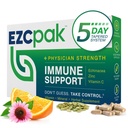 EZC Pak 5 dias Imune Support Booster - Suplemento de suporte imunológico de vitamina, Echinacea, Zinc Vitamina C, Vitaminas para suporte do sistema imunológico, Imune Boosters para adultos - Imune Support Vitaminas