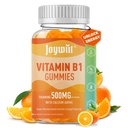 Vitamina B1 Gummies 500mg, Chewable Thiamine B1 Suplemento para Adultos, com 600mg Citrato de cálcio, Suporte Sistema Nervoso, Vegan, Natural sabor laranja