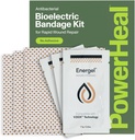 Kit de bandagem bioelétrica PowerHeal para cuidados e cura de feridas – Camada única, sem adesivo inclui hidrogel de ferida, pode ser cortado para caber – para cortes, abrasões, bolhas, queimaduras – 3-Pack, 4” x 4”