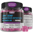 Zinco e Magnésio Suplemento, Zinco Magnésio Aspartato Pós Treino Gummies para homens Mulheres, com vitamina B6, B12, D3, Açafrão para recuperação noturna, reduzir fadiga, aumentar a imunidade e sono, 120 contagem