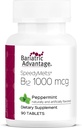 Vantagem Bariátrica B-12 Derretimento Rápido, Suplemento de Vitamina B12 1000 mcg, Derretimento Rápido com 200 mcg de Ácido Fólico para Apoio Nutricional - Pimenta, 90 Contagem
