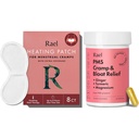Rael Bundle - Suplemento PMS para Mulheres (28 Cápsulas) e Remendos de Aquecimento de Ervas (Grande, 8 Contagem)