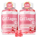 2 Pacote de açúcar livre gomas de colagénio para mulheres e homens □ Peptídeos de colagénio hidrolisado para a pele do cabelo e unhas □ Proteína de multicolágeno tipo I II III V X com biotina e vitamina C