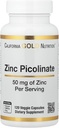 Picolinato de zinco, Forma biodisponível de zinco, Suporta Saúde Imune, 50 mg, 120 Cápsulas Veggie