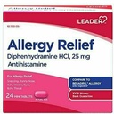 Líder Antihistamínico Alergia Alívio Difenidramina HCl, 25mg Mini Comprimidos, 24 Contagem