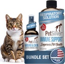 PetSilver - Apoio Imune (16 fl oz) e Spray de Feridas e Pele (4 fl oz) com Prata Quelada Patenteada - Tratamento de Alergias, Sinus & Cough - Cuidado de Feridas e Spray de Manchas para Gatos e Cães - Made in USA
