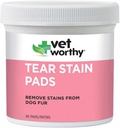 Vet Worthy Tear Stain Pads para Cães - Solução Ensopado Pads - Remover Manchas de Pele de Cães - Gentil e Seguro - 90 Pads.