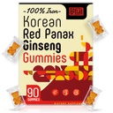 Korean Red Panax Ginseng Suplemento Gummies - Suplementos de ferro para mulheres e homens - Gummies de ferro com vitamina C, B6, B12, Potássio & Magnésio, Vegan - 90 Contagem