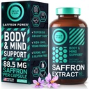 Suplementos de açafrão para mulheres e homens - 88.5mg Puro Extrato de açafrão - Antioxidante, Saúde dos olhos, Apoio Energético e Booster de humor - Vegan, Made in USA, 60 Cápsulas Uma vez por dia