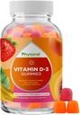 Pastilhas de vitamina D mastigáveis para adultos - Deliciosas pastilhas de vitamina D3 diárias com D3 2000UI por serviço - Gluten e Gelatina Free Não-GMO Gummy para suporte de imunidade para adultos (1 mês)