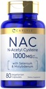 Carlyle NAC Supplement N-Acetyl Cysteine 1000mg Ou 80 Cápsulas com Selênio e Molibdênio, Vegetarian, Non-GMO & Gluten Free