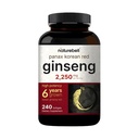 NatureBell Coreano Ginseng vermelho 2,250mg por serviço, 240 Softgels □ Panax Ginseng raiz, padronizado a 10% Ginsenosides, Não-GMO, energia de suporte, desempenho masculino, & sistema imunológico