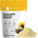 Kate Naturals Girassol Lecitina em pó para fazer pão, chicletes, cozinhar. Suplemento de lecitina para dutos de leite entupidos. Substituto de pó de lecitina de soja (12 oz, não-GMO)