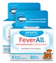 Infantil Feverall Supositórios de acetaminofeno 6 Supositórios Rectais 80mg Cada Relíbrio/Redutor de Febre. Paraben Livre, Sem Cores Artificiais ou Outros conservantes. Idade 6-36 meses. Valor 3 Embalagem.