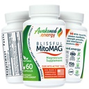 Blissful MitoMag – 300mg Complexo de Magnésio Elemental: Mg Glycinate, Mg BHB - músculos do sono Mood Energia Cognitive Focus Calm – All Natural, EUA Made, Sem aditivos – 60 Vegan Cápsulas Suplemento