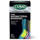 CURAD Performance Series IRONMAN Antibacterianas Bandagens, Extreme Hold Adesivo Tecnologia, Tamanho padrão Bandagens de tecido flexível para cortes, raspas, & queimaduras, cores variadas, 1 x 3,25 polegadas, 20 contagem