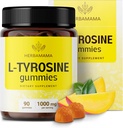 HERBAMAMA L-Tirosina Gummies - 1000mg L-Tirosina para o suporte de clareza do cérebro - Vegan, Não-GMO Energia e Foco Suplemento - 90 Pectin-Based Mango-Flavored Chews