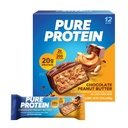 Barras de proteína pura, alta proteína, lanches nutritivos para apoiar a energia, baixo açúcar, sem glúten, manteiga de amendoim de chocolate, 1,76 onças, 12 contagem (Packaging May Vary)