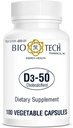 Bio-Tech Pharmacal Vitamina D3 (D3-50 50k UI, contagem de 100 Veg)