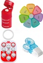 Ultimate Medication Accessories Bundle – Pill Popper Tracker, cortador e moedor de pílulas 4-em-1, removedor de pílulas fácil e organizador semanal extra-grande – Perfeito para idosos e cuidadores