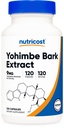 Nutricost Yohimbe Bark Extract 450mg (9mg Yohimbine Alcaloides), 120 Cápsulas - Dosagem extra, Sem glúten, Sem OGM