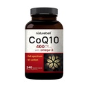 NatureBell CoQ10 400mg com Cápsulas Omega-3-240 - Suplemento antioxidante para apoio à saúde do coração e energia - Suporta energia celular* - Coenzima de força extra Q10