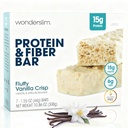 Wonderslim alta fibra proteína barras, Baunilha Fluffy Crisp 15g proteína, 6g de fibra de açúcar, baixo carboidrato, saudável indulgência, Satisfação, Suporta energia e Conveniência on-the-Go, 7 Pack